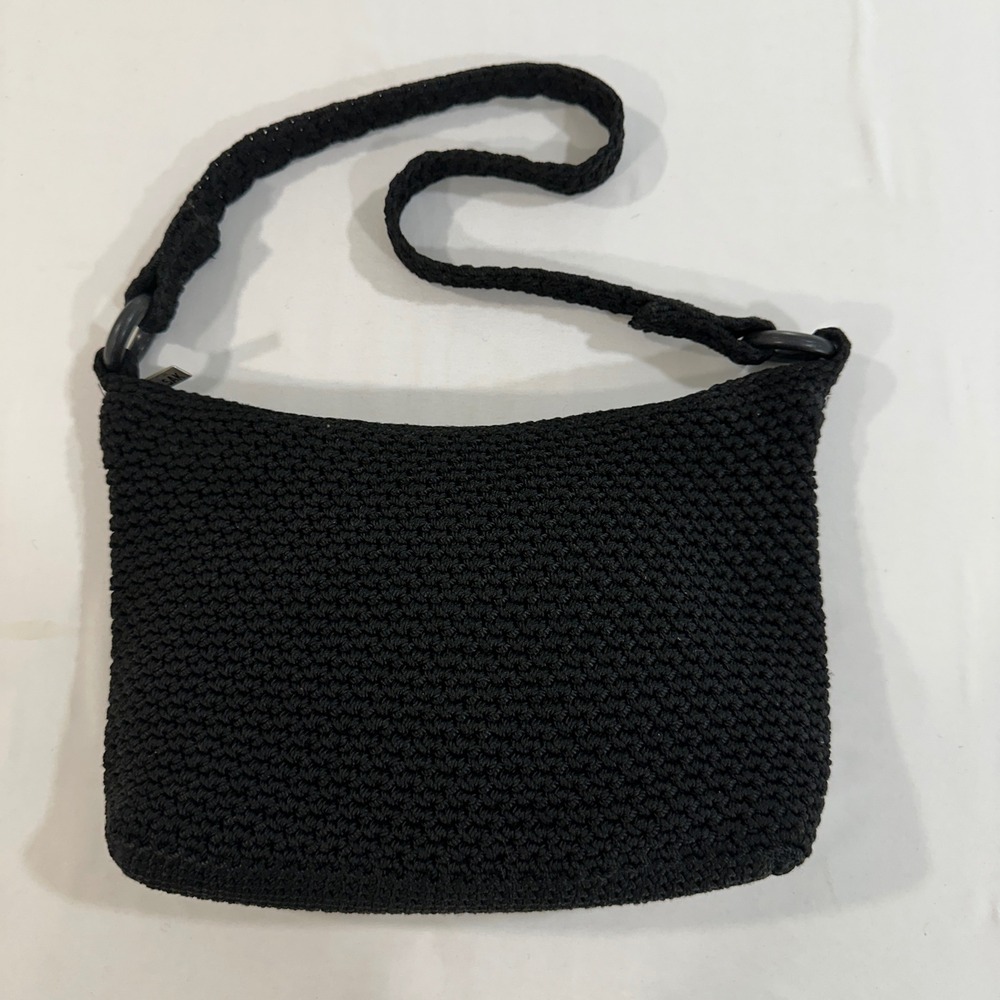The Sak Original Crochet Shoulder Bag Black Small Handbag Purse Boho Y2K Retro